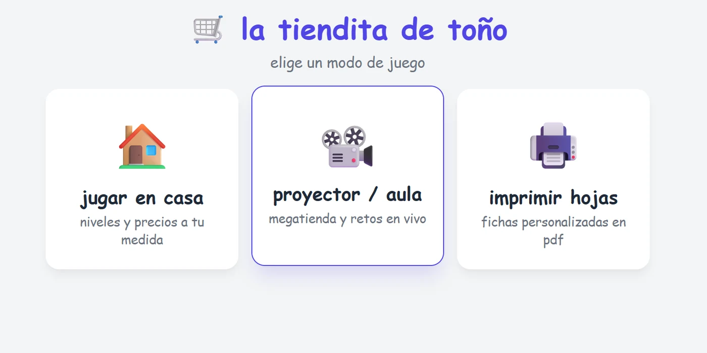 Pantalla de inicio de la aplicación La Tiendita de Toño